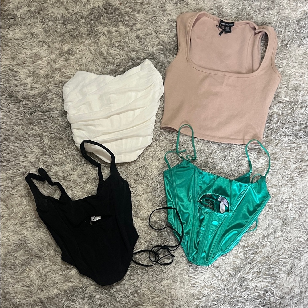 Free People/PLT Tops Bundle - Black, White, Tan, Green